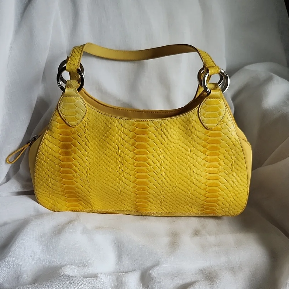 Franco Sarto Yellow Ex. Condition Snake Design Hobo Handbag, $45